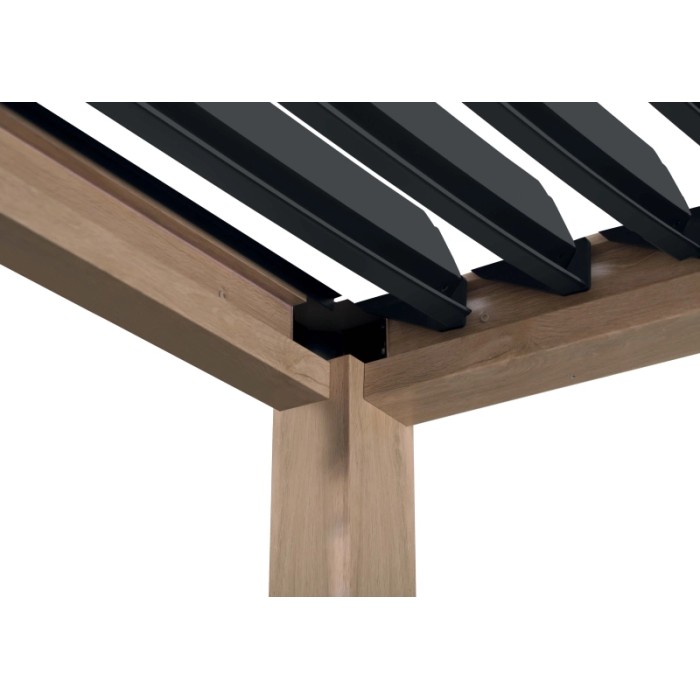 Pergola in alluminio Myara L394xP296xH250 cm legno chiaro