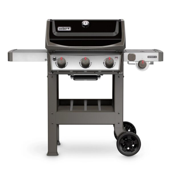 Barbecue a gas Weber Spirit II E-320 GBS nero con 3 bruciatori e fornello laterale.