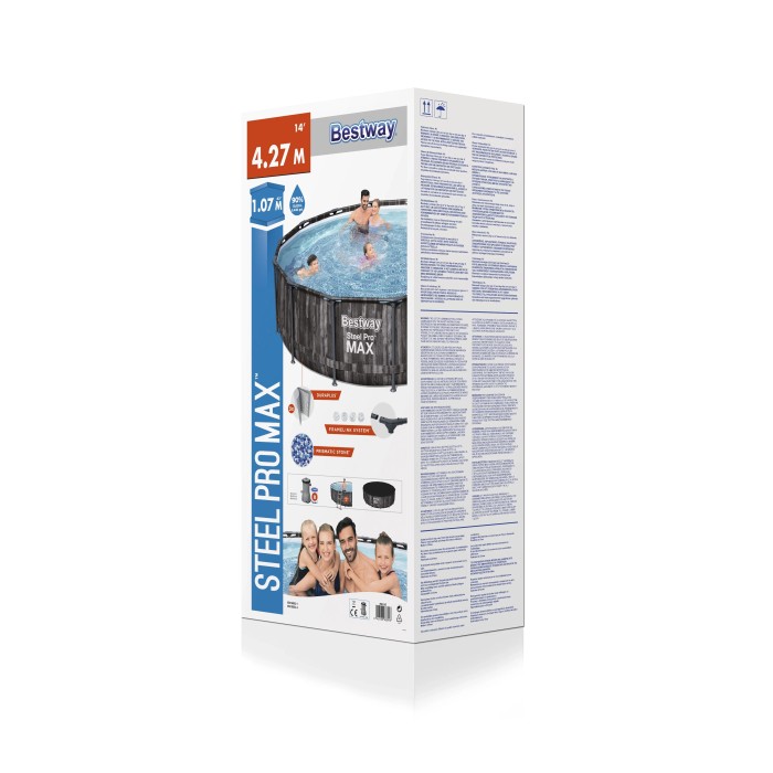 Confezione per piscina fuori terra Bestway Steel Pro Max, con accessori.
