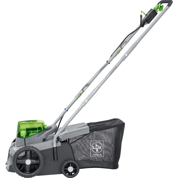 Scarificatore elettrico Lux A-VL-2x20/36: con cesto di raccolta e manico pieghevole.