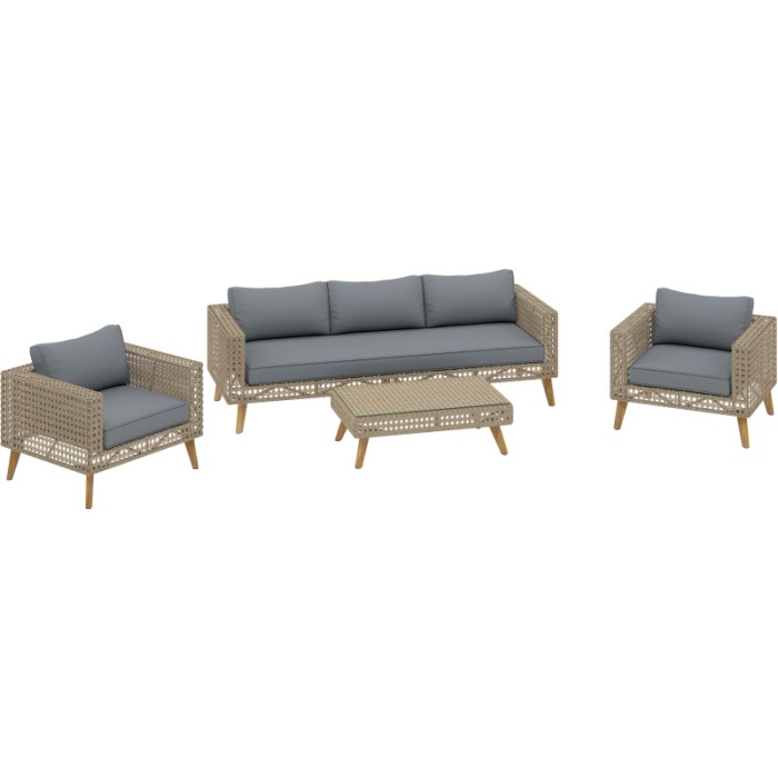 Set di mobili da giardino t.b.t. con divano, poltrone e tavolo.