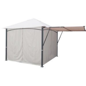 Gazebo t.b.t. con pannelli laterali e parasole estensibile.