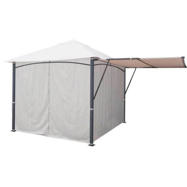 Gazebo t.b.t. con pannelli laterali e parasole estensibile.