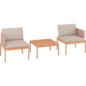 Set da balcone Redcliffe arancione, 3 pezzi con tavolo e due sedie.