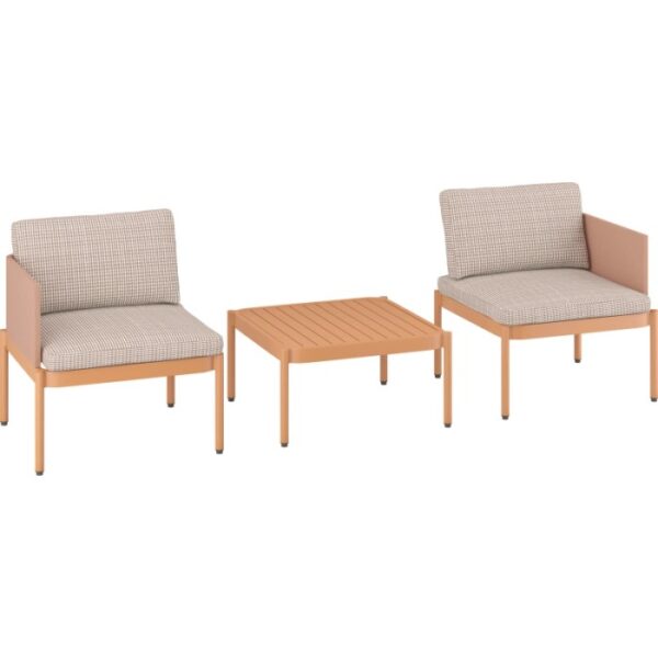 Set da balcone Redcliffe arancione, 3 pezzi con tavolo e due sedie.