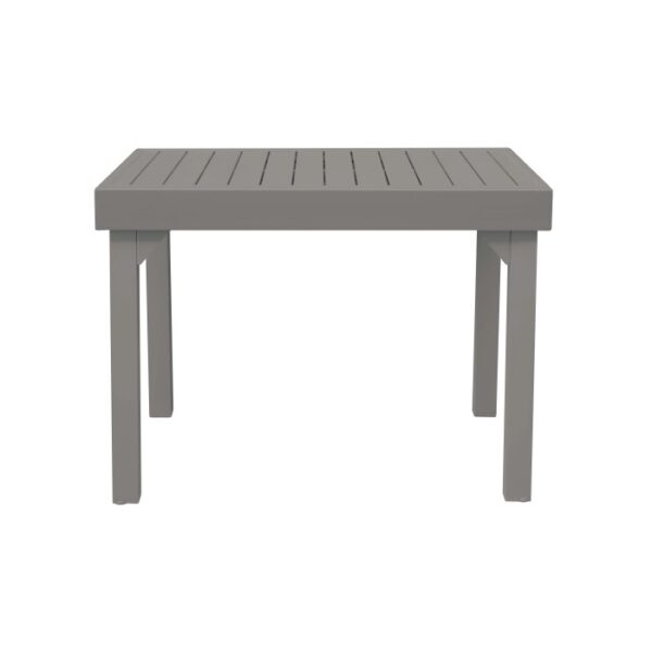 Tavolo da giardino t.b.t. grigio con design a listelli per esterni.