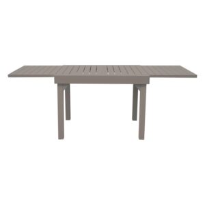 Tavolo da giardino allungabile grigio, ideale per l'uso esterno.