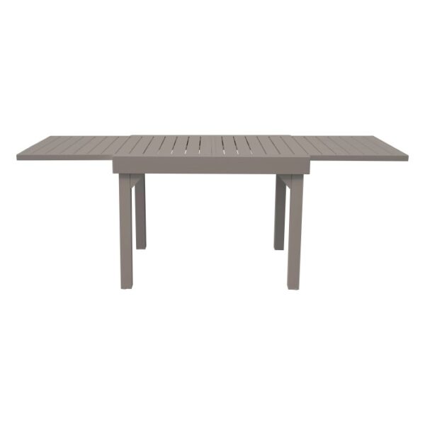 Tavolo da giardino allungabile grigio, ideale per l'uso esterno.