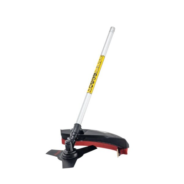 Decespugliatore t.b.t. per lavori di giardinaggio. Tagliabordi con testina e protezione.
