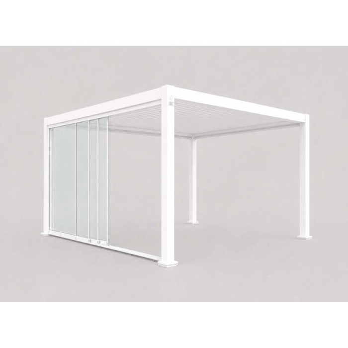 Vetrata scorrevole pergola Myara 4x2,5 m bianco opaco