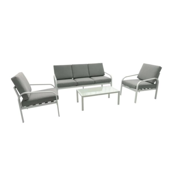 Set di mobili da giardino t.b.t. con divano, poltrone e tavolo.