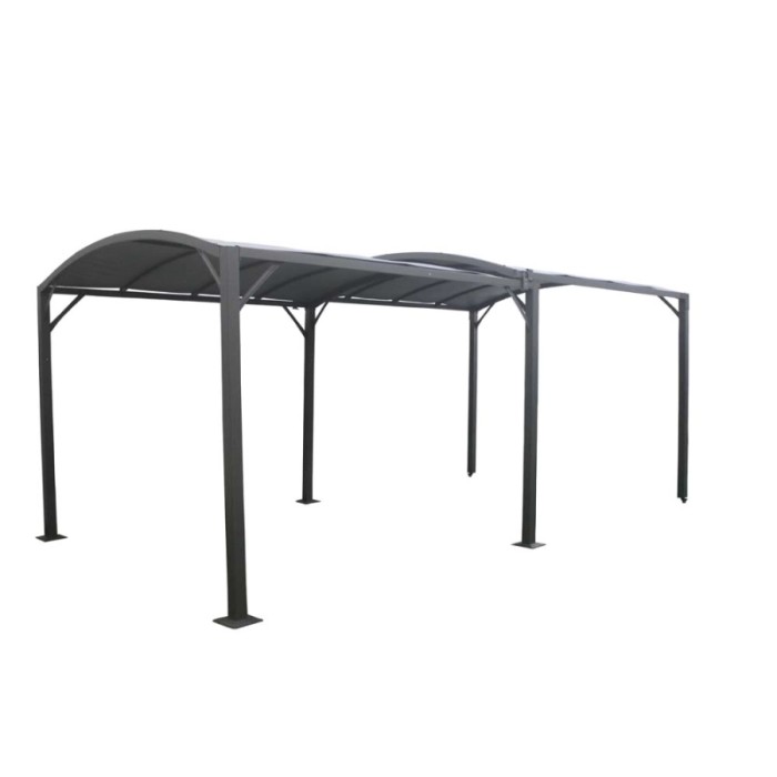 Gazebo t.b.t. grigio con struttura in acciaio e tetto per giardino o patio.
