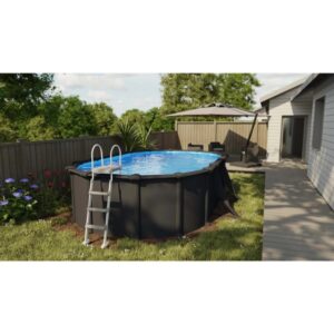Piscina fuori terra ovale in acciaio antracite Gre 500x300 H 132 cm