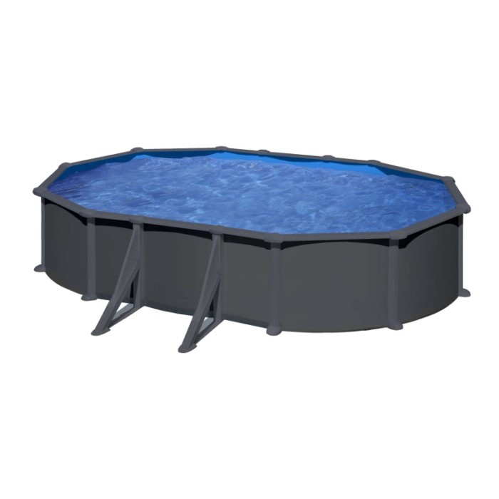 Piscina fuori terra ovale in acciaio antracite Gre 500x300 H 132 cm
