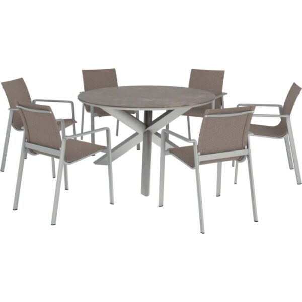 Tavolo da giardino Abington in alluminio e textilene rotondo Ø 130 cm