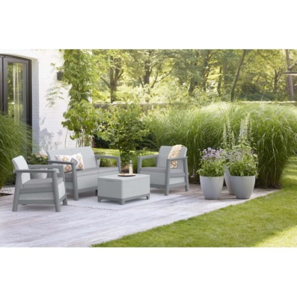 Salotto da giardino Scandi Linea in plastica grigio 4 posti