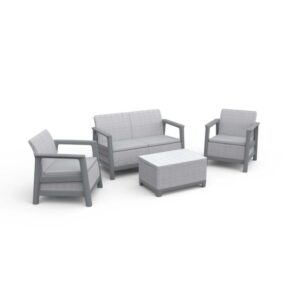 Salotto da giardino Scandi Linea in plastica grigio 4 posti