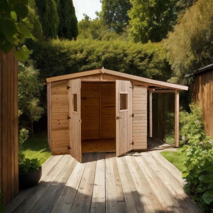 Casetta da giardino in legno sp 16 mm H210xL370xP187 cm