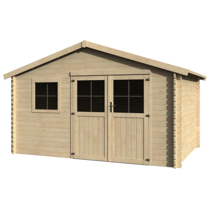 Casetta da giardino in legno Torcal di Decor et Jardin, non trattata, con doppia porta e finestra.