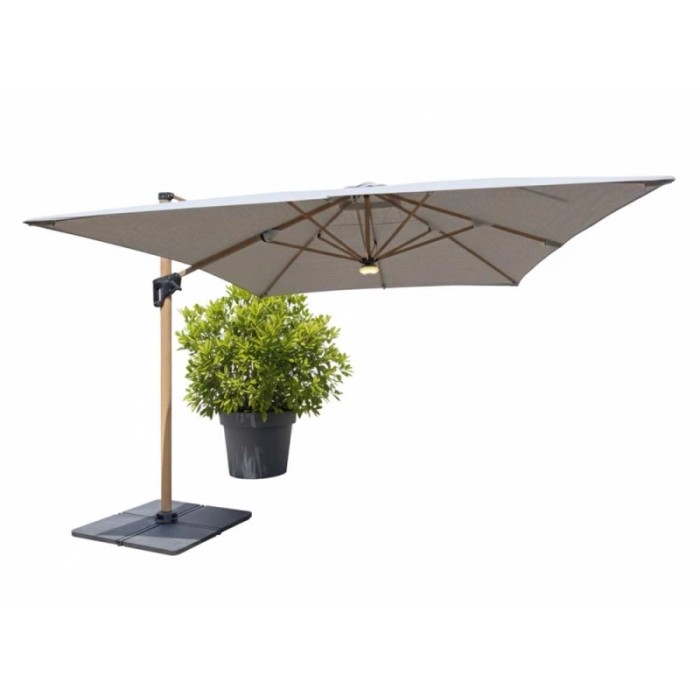 Ombrellone a palo decentrato Heliantus 300x400 cm legno