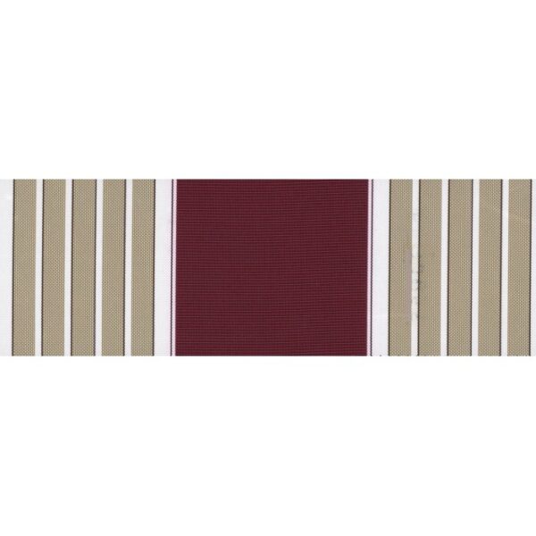 Campione di un cuscino per lettino prendisole t.b.t. con strisce beige, bianche e rosso vino.
