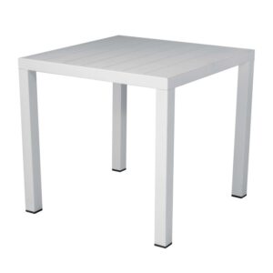 Tavolo da giardino quadrato bianco per esterni.