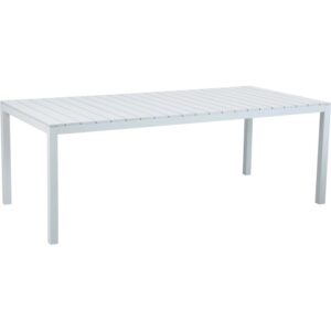 Tavolo da giardino t.b.t. bianco con design a listelli per esterni.