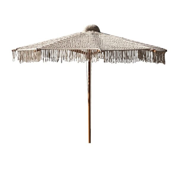Ombrellone a braccio t.b.t. con frange, ideale per giardino e terrazza.