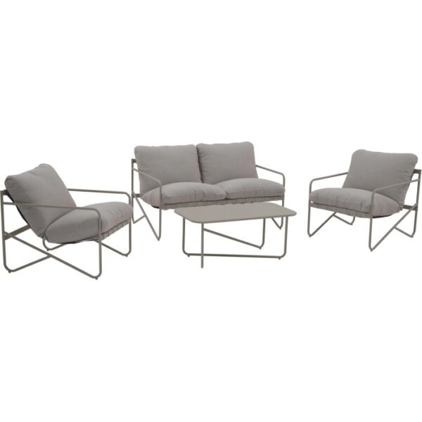 Set di mobili da giardino t.b.t. grigio con divano, poltrone e tavolo per esterni.