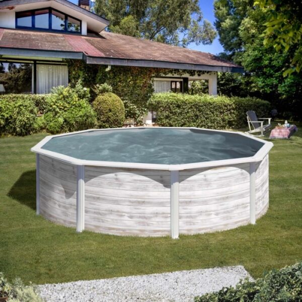 Piscina rotonda Gre Finlandia con look Nordic in bianco Nordic, Ø 300 cm x 120 cm.