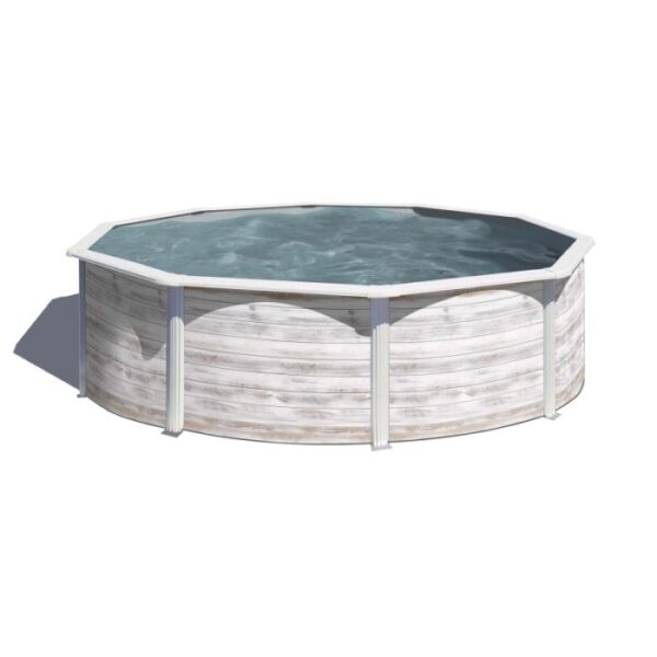 Piscina rotonda Gre Finlandia con look Nordic in Nordic White, Ø 300 cm x 120 cm.