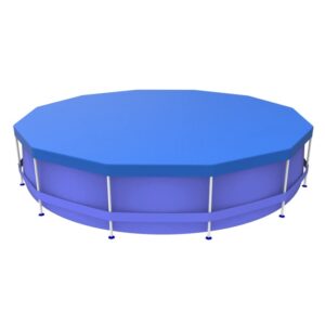 Piscina blu con copertura, piscina fuori terra per il giardino.