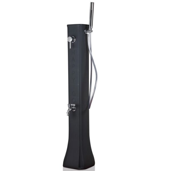 Doccia solare Gre in resina grigia, 19 l, con rubinetto a pedale. Ideale per giardino e piscina.
