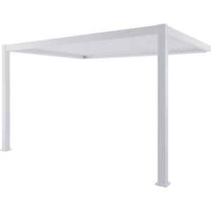 Gazebo t.b.t. bianco con tetto dritto e quattro pali.