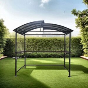 Tettoia barbecue in acciaio antracite 240x150 cm