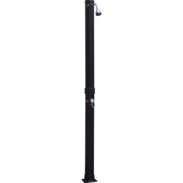 Doccia solare Summer Fun in 2 parti con base nera e soffione argentato.