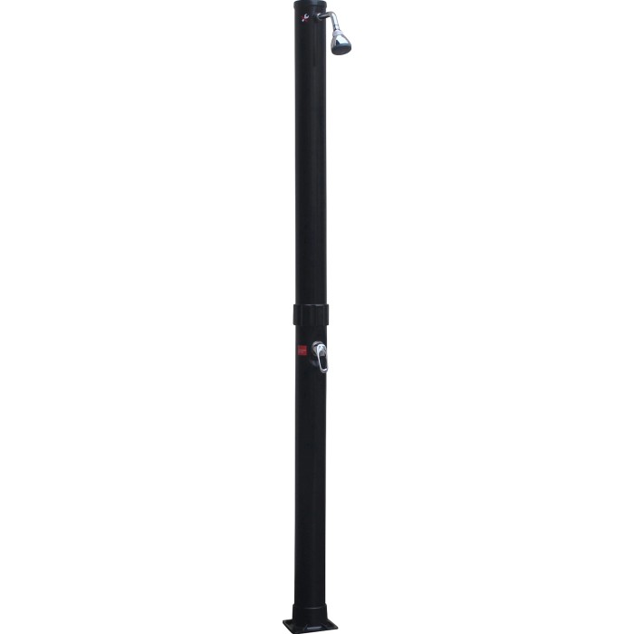Doccia solare Summer Fun in 2 parti con base nera e soffione argentato.
