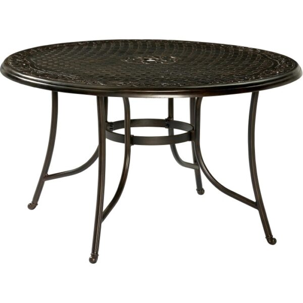 Tavolo da giardino rotondo nero OBI Outdoor Living Mansura, 100x100 cm, con telaio in acciaio.