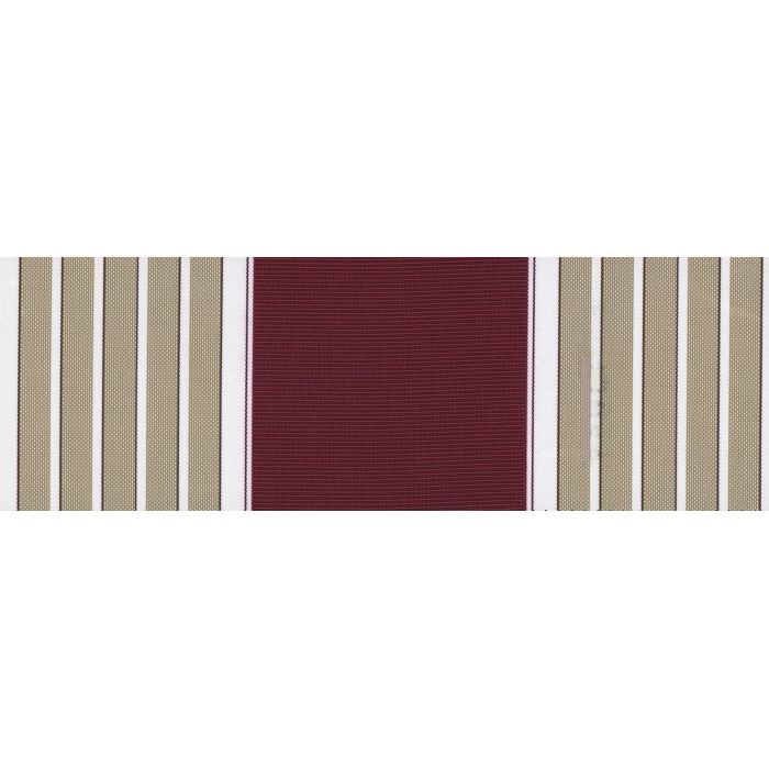Campione di un cuscino per lettino prendisole t.b.t. con strisce beige, bianche e rosso vino.