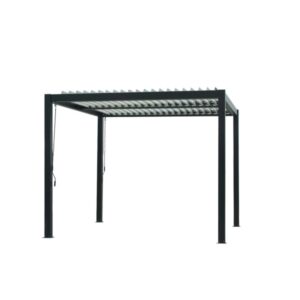 Gazebo nero t.b.t. con tetto a lamelle, autoportante.