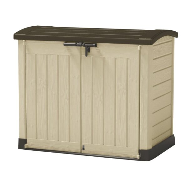 Box universale t.b.t. beige e marrone con ante chiudibili.