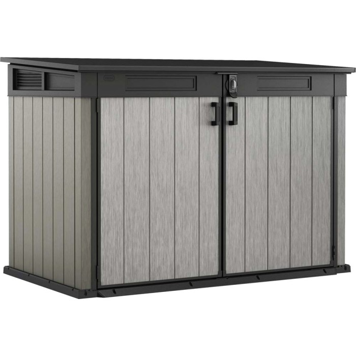 Box universale Keter Grande-Store, 2100 l, ideale per giardino e bidoni.