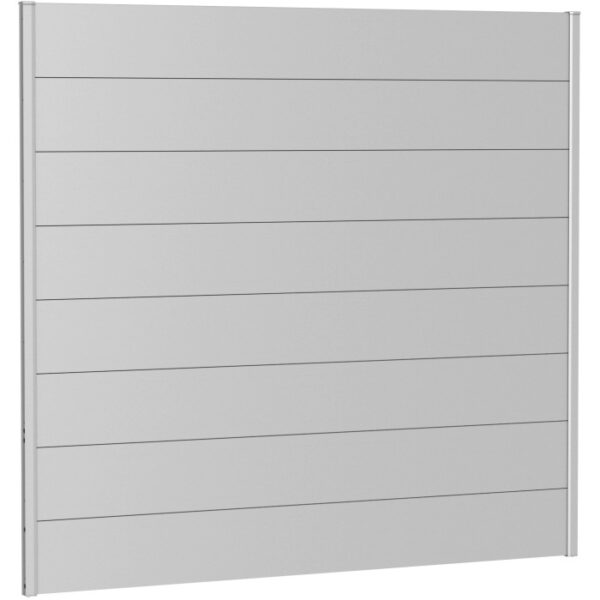 Pannello da parete Biohort frangivista in argento metallizzato, 200x180cm, per giardino.
