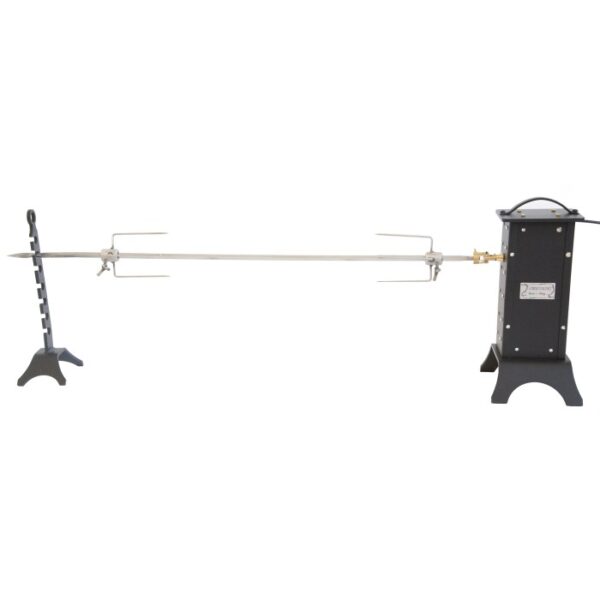 Set girarrosto per barbecue a carbonella, con motore e supporto.
