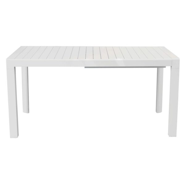 Tavolo da giardino bianco t.b.t. con design a listelli per esterni.