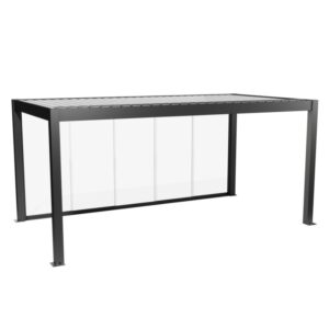 Parete scorrevole in vetro Biohort vetro trasparente 5,5 m, grigio scuro metallizzato, per tettoie per terrazzi.