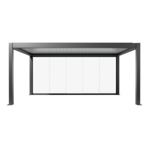 Parete scorrevole in vetro Biohort vetro trasparente 5,5 m, grigio scuro metallizzato, per copertura patio.
