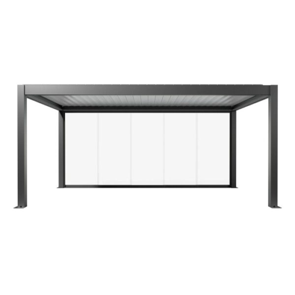 Parete scorrevole in vetro Biohort vetro trasparente 5,5 m, grigio scuro metallizzato, per copertura patio.