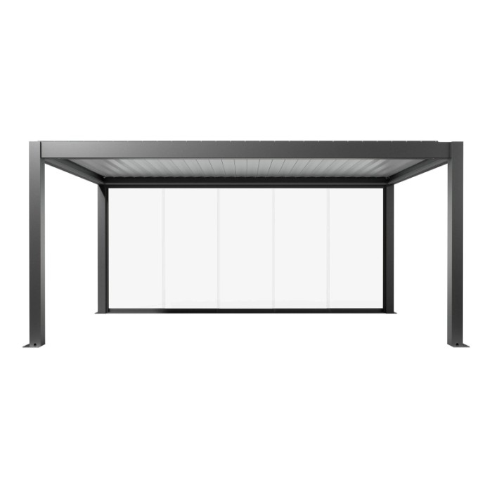 Parete scorrevole in vetro Biohort vetro trasparente 5,5 m, grigio scuro metallizzato, per copertura patio.