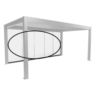 Pannello scorrevole in vetro Biohort, vetro trasparente, 5,5 m, grigio scuro metallizzato per coperture per terrazzi.
